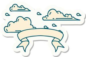 sticker of a tattoo style floating clouds vector