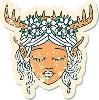 Retro Tattoo Style elf druid character face vector