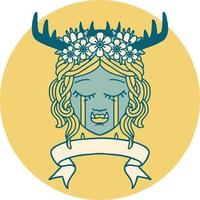 Retro Tattoo Style crying orc druid character face vector