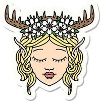 sticker of a elf druid character face vector