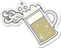 sticker of a cartoon pouring beer vector
