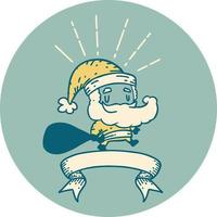 icon of a tattoo style santa claus christmas character with sack vector