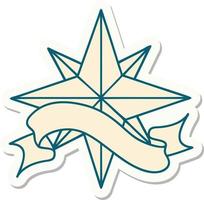 tattoo style sticker with banner of a star vector