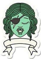 sticker of a orc rogue character face with banner vector