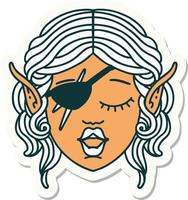 sticker of a elf rogue character face vector