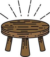 illustration of a traditional tattoo style wooden stool vector