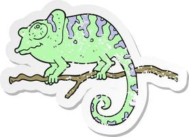 retro distressed sticker of a cartoon chameleon vector