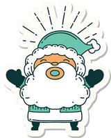 sticker of a tattoo style santa claus christmas character vector