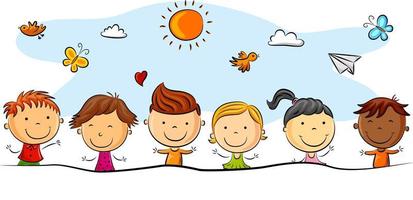 Happy kids cartoon with different pose vector