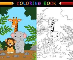 Vector illustration of Cartoon safari animal coloring book