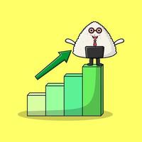 Sushi cute businessman with a deflation chart vector