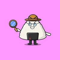 Cute cartoon Rice japanese sushi detective vector