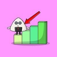 Sushi cute businessman with a inflation chart vector