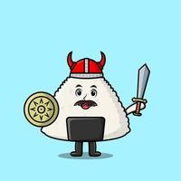 Cute cartoon Rice japanese sushi viking pirate vector