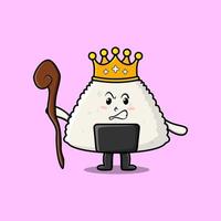 cartoon rice japanese sushi wise king with crown vector