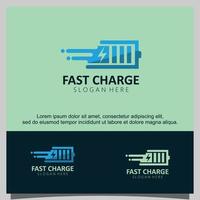 Fast charging battery logo vector