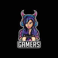 vector de diseño de ilustración de chica gamer