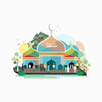 vector de diseño de ilustración islámica eid mubarak