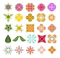 Flowers ornament set. Vector pictogram. Arabesque ornaments design. Line art vector.