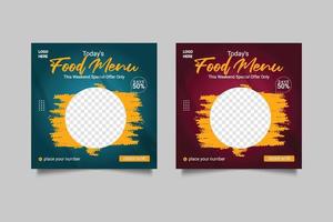 Food social media promotion and banner post design vector