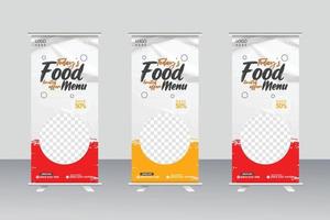 Food and restaurant roll up banner design template vector