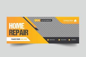 Construction and house renovation services cover web banner and social media post  design template vector