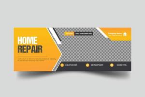 Construction and house renovation services cover web banner and social media post  design template vector