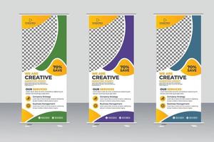 Business Roll Up Banner. corporate Roll up background for Presentation. Vertical roll up, x-stand, exhibition display, Retractable banner stand vector