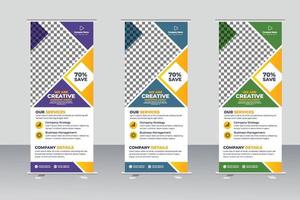 Business Roll Up Banner. corporate Roll up background for Presentation. Vertical roll up, x-stand, exhibition display, Retractable banner stand vector