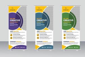 Business Roll Up Banner. corporate Roll up background for Presentation. Vertical roll up, x-stand, exhibition display, Retractable banner stand vector