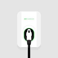 Electric car small home wall charger with cable. Fast smart intelligent wallbox ev charging station. Isolated vector. vector