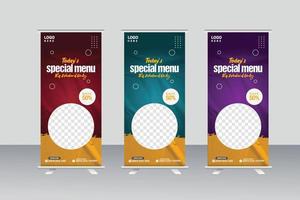 Food and restaurant roll up banner design template vector