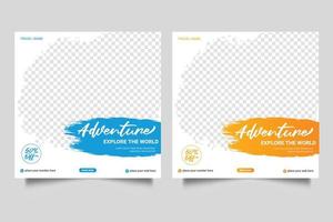 Travel vacation banner social media post or flyer design vector