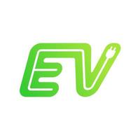 ev con símbolo de icono de enchufe, vehículo eléctrico, logotipo de punto de carga, concepto de vehículo ecológico. vector