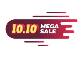 10.10 Mega sale shopping day label. vector