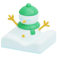 ilustración de icono de render 3d de muñeco de nieve png