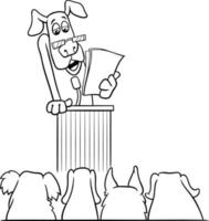 cartoon dog giving a speech coloring page vector