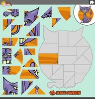 jigsaw puzzle with cartoon zombie cat on Halloween vector