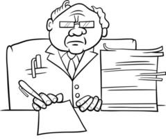 cartoon boss or businessman at the desk coloring page vector