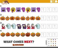 pattern game with cartoon Halloween characters vector