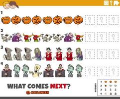 pattern task with cartoon Halloween characters vector