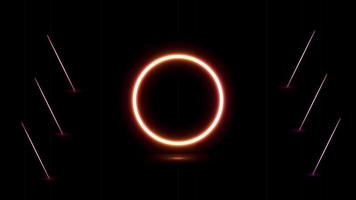 Circle with neon effect and lines vector