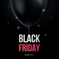 Black Friday sale design template with black balloon. vector