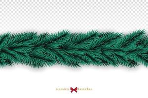 Seamless realistic fir tree garland isolated on white background. vector