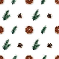 Christmas time seamless pattern with realistic fir tree branches vector