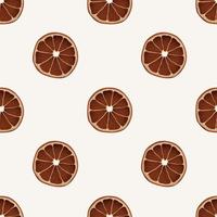 Minimalist seamless pattern with realistic dry orange slices on white background. vector