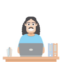 man using laptop for work from home wear t-shirt png