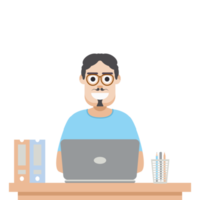 man using laptop for work from home wear t-shirt png