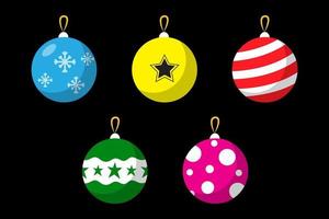 colección de vectores de dibujos animados de bolas de navidad. vector de decoración de fiesta de adornos de bolas de navidad.