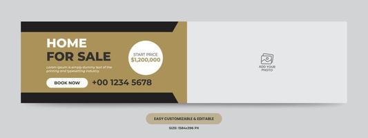 Real estate social media cover photo template. Home web banner vector